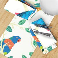 Parrot Birds in a Tree - Large Seamless Pattern