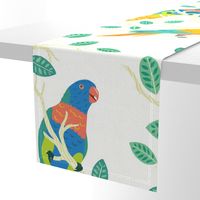 Parrot Birds in a Tree - Large Seamless Pattern