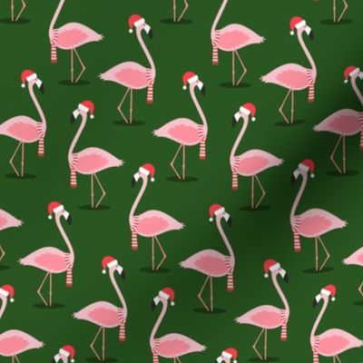 Christmas Flamingos - dark green