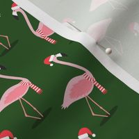 Christmas Flamingos - dark green