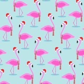 Christmas Flamingos - Blue