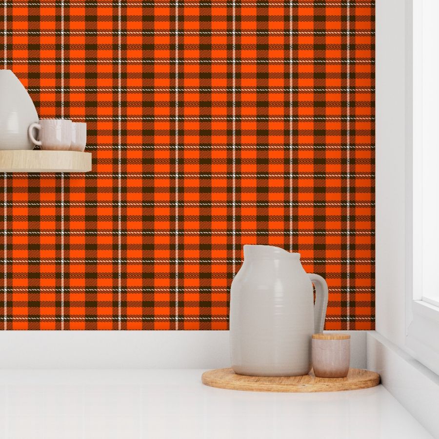 Plaid in Orange Brown and White