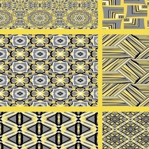 Quilting in Yellow and Gray Pantone 2021 Quilt Squares with Black and White