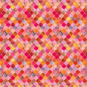 Hot Pink and Orange Decorative Moroccan Tiles Extra Tiny Print