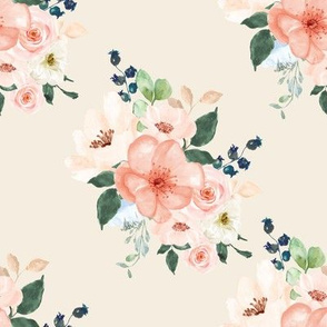 8" Peach Delight Florals // White Linen