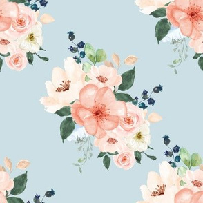8" Peach Delight Florals // Igloo Blue