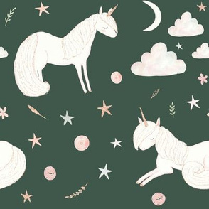 8" Good Night Unicorn // Mineral Green