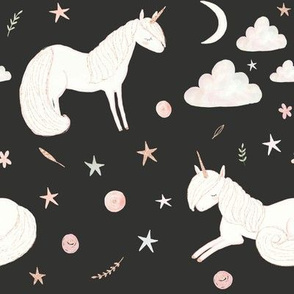 8" Good Night Unicorn // Chalk Black