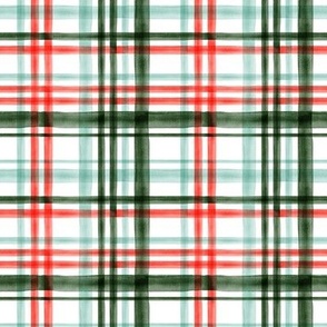 (small scale) Christmas watercolor plaid (mint) C18BS