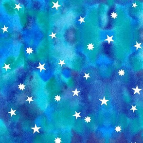 Star sky in blue watercolors