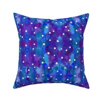 Star sky in purple and blue watercolors