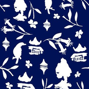 Chinoiserie pattern dark blue