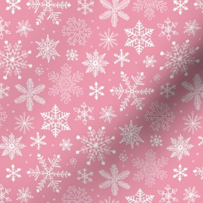 Snowflakes Christmas on Pink 1,5 inch Small