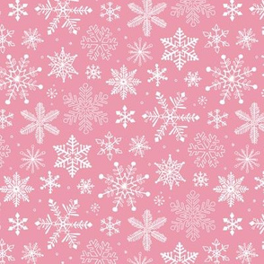 Snowflakes Christmas on Pink 1,5 inch Small