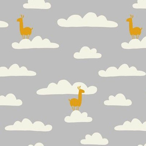 Llama in the clouds (gray)