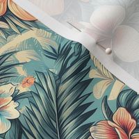 Hawaiian Aloha Peach Floral Flowers Print No 1