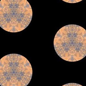 Peach and Blue Fractal Dot on Black