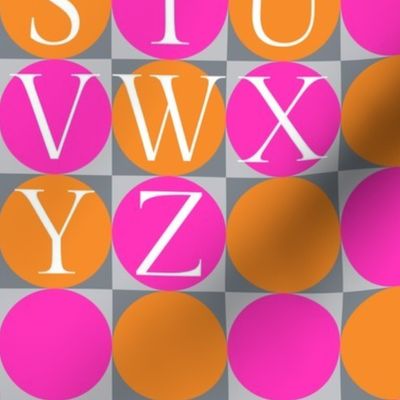 alphabet blocks - bright orange and pink