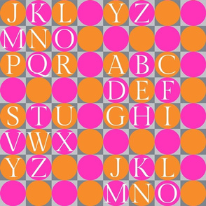 alphabet blocks - bright orange and pink