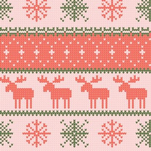 fair isle moose (pink/green) || winter knits