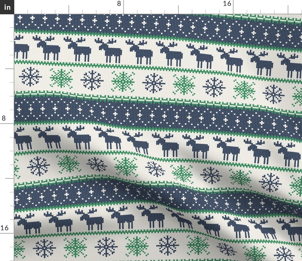 fair isle moose (blue/green) || winter knits