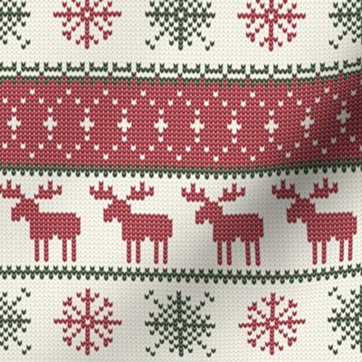 fair isle moose (cream/red/green) || winter knits