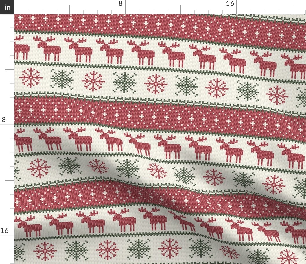 fair isle moose (cream/red/green) || winter knits
