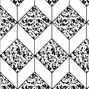 Black and white terrazzo tiles