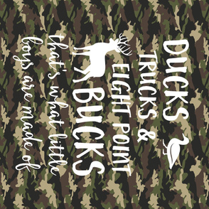 (42" yard panel) Ducks, Trucks, and Eight Point Bucks - what little boys are made of - camo