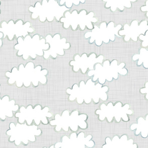 Simple Painted Clouds on Linen Background