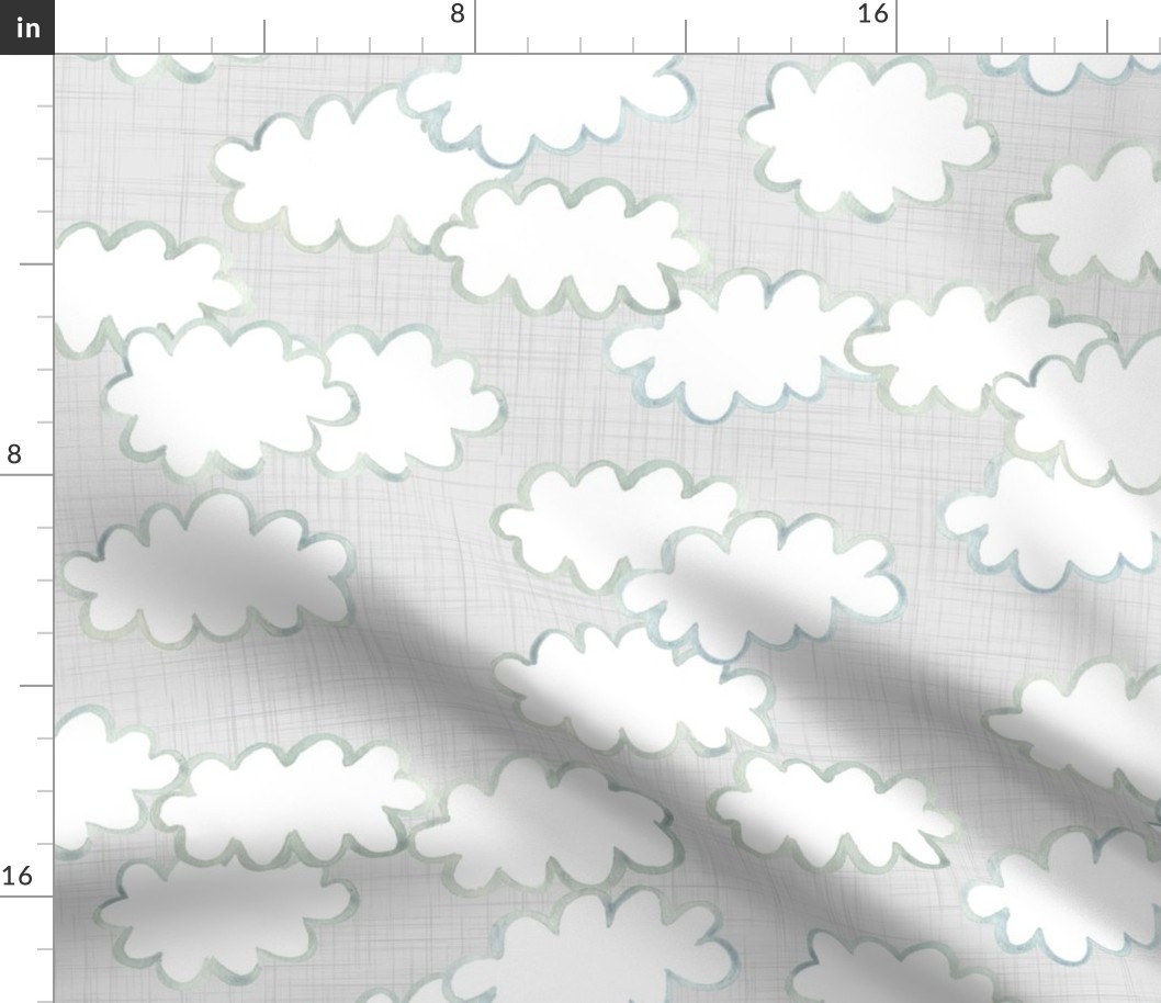 Simple Painted Clouds on Linen Background