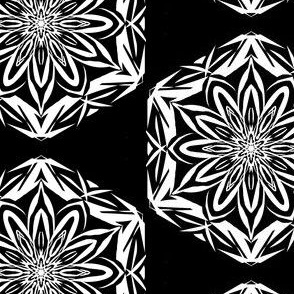 Carved Floral Hexagons of White on Black