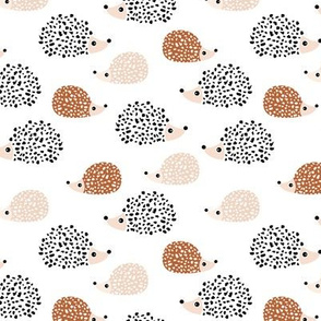 Scandinavian sweet hedgehog illustration for kids gender neutral black and white copper fall