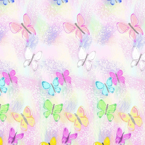 Butterflies on Soft and Tender Pink Background