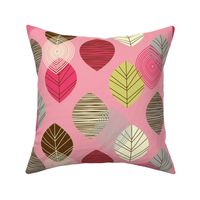 linear leaves bright wallpaper pink