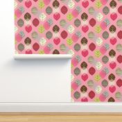 linear leaves bright wallpaper pink