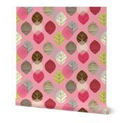 linear leaves bright wallpaper pink