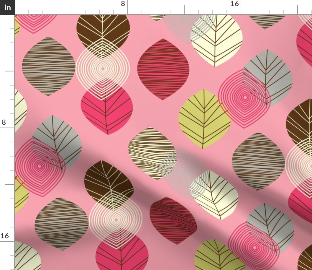 linear leaves bright wallpaper pink