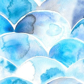 Blue watercolor waves 