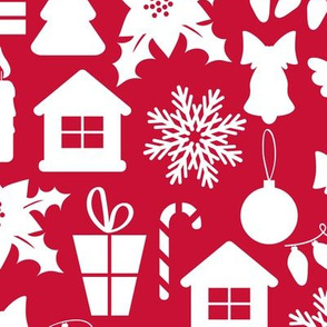 Christmas red pattern with elements