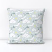 Medium - Baby Nursery Moon Clouds (pale Grey)