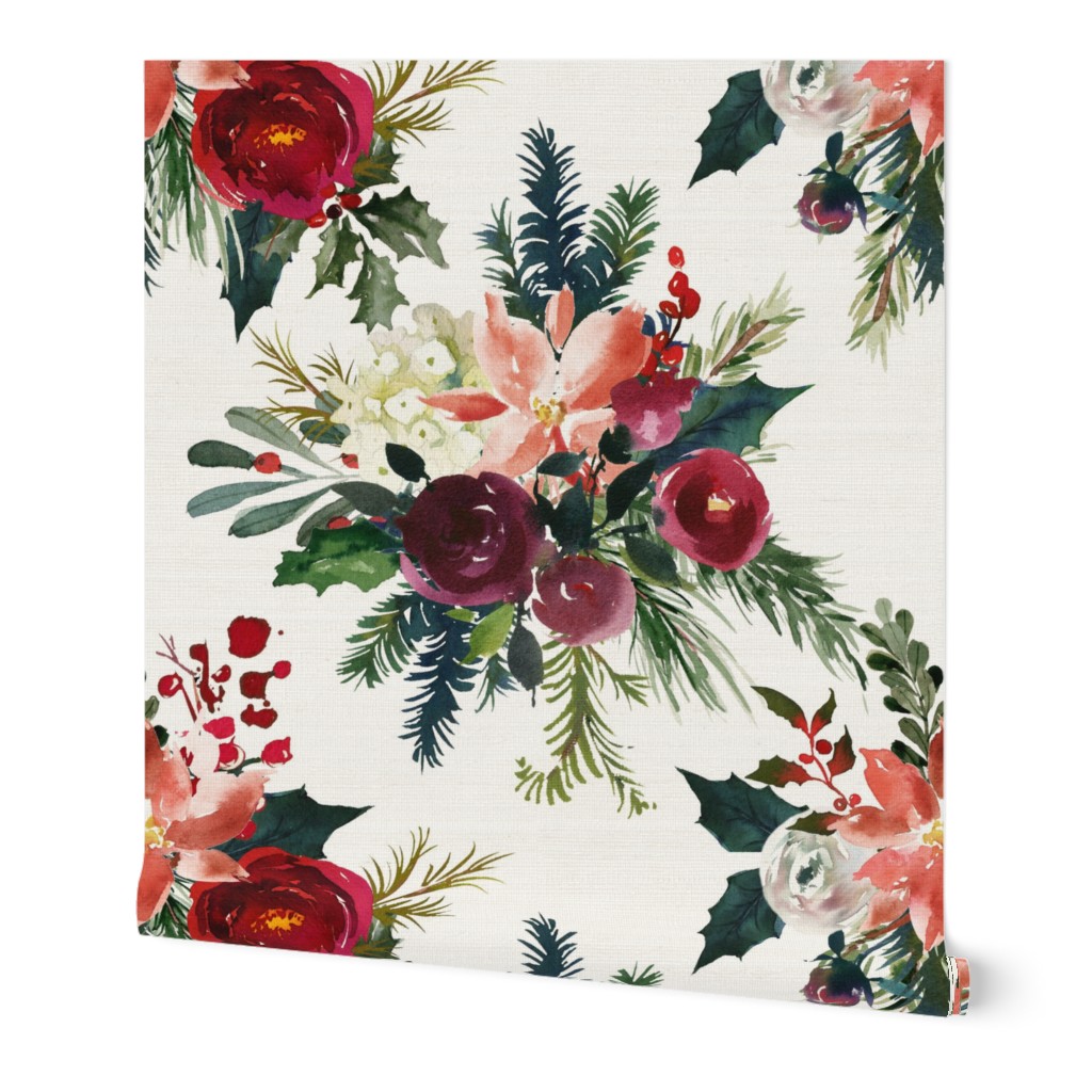 Classic Christmas Floral // White (Tiny Size)