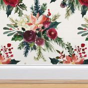 Classic Christmas Floral // White (Tiny Size)