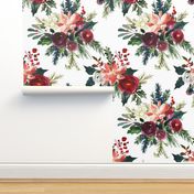 Classic Christmas Floral // White (Tiny Size)