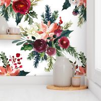 Classic Christmas Floral // White (Tiny Size)