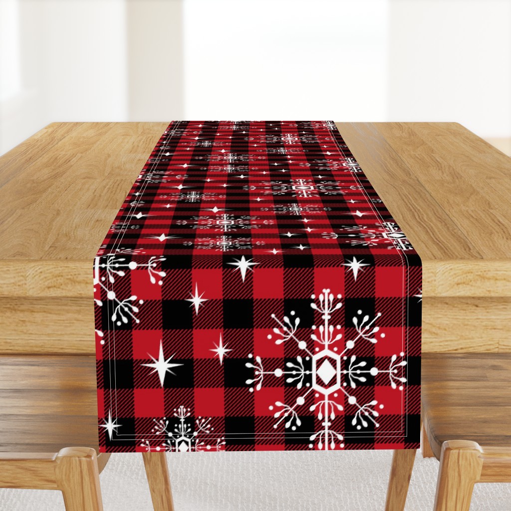 EXTRA LARGE - 1.5" buffalo squares - buffalo plaid snowflakes winter christmas fabric snowflakes christmas plaid christmas fabric