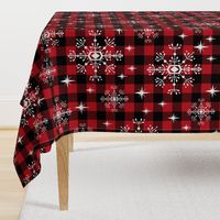 EXTRA LARGE - 1.5" buffalo squares - buffalo plaid snowflakes winter christmas fabric snowflakes christmas plaid christmas fabric