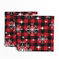 EXTRA LARGE - 1.5" buffalo squares - buffalo plaid snowflakes winter christmas fabric snowflakes christmas plaid christmas fabric