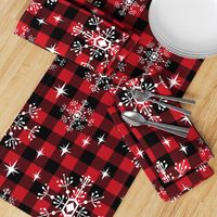 EXTRA LARGE - 1.5" buffalo squares - buffalo plaid snowflakes winter christmas fabric snowflakes christmas plaid christmas fabric