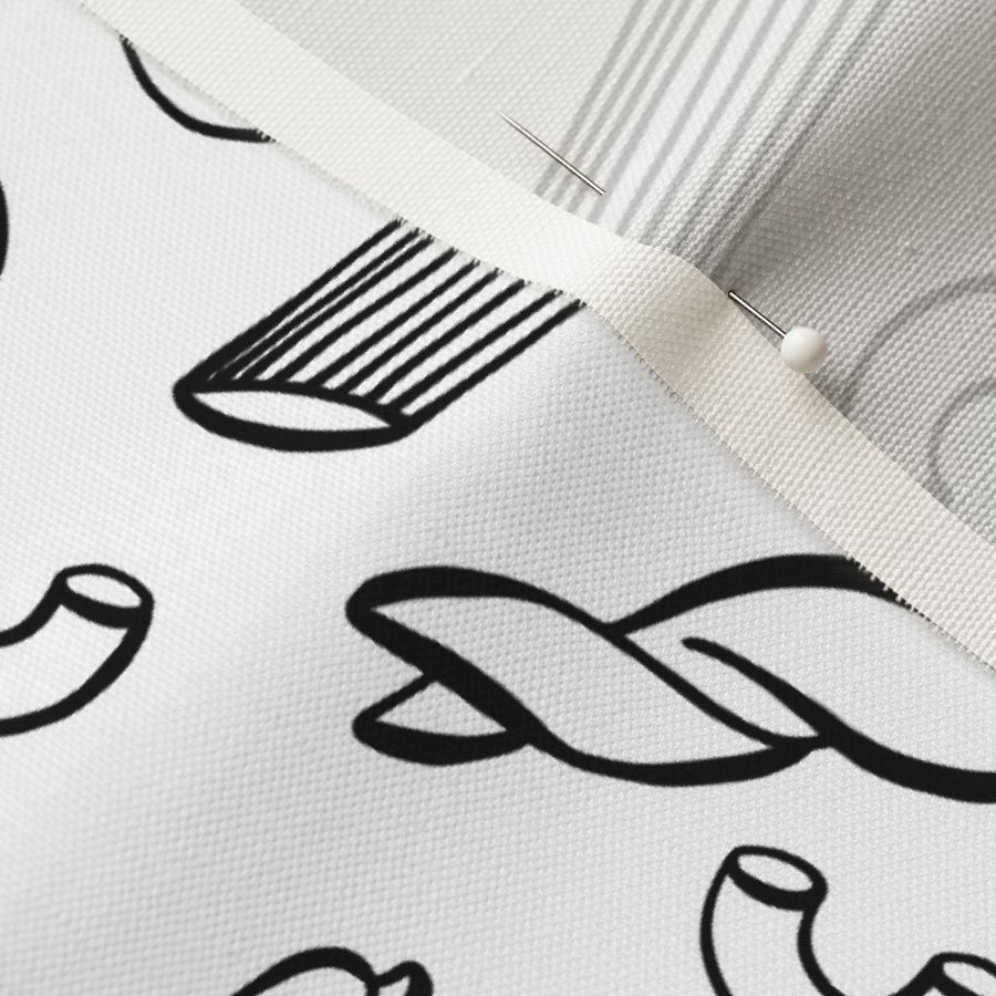 Black and White Pasta Shapes Tea Towel